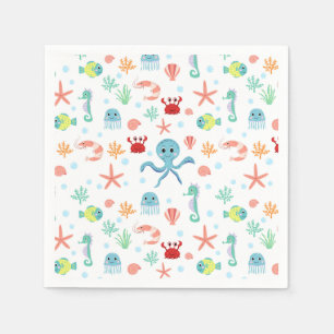 Serviette En Papier Motif du monde marin