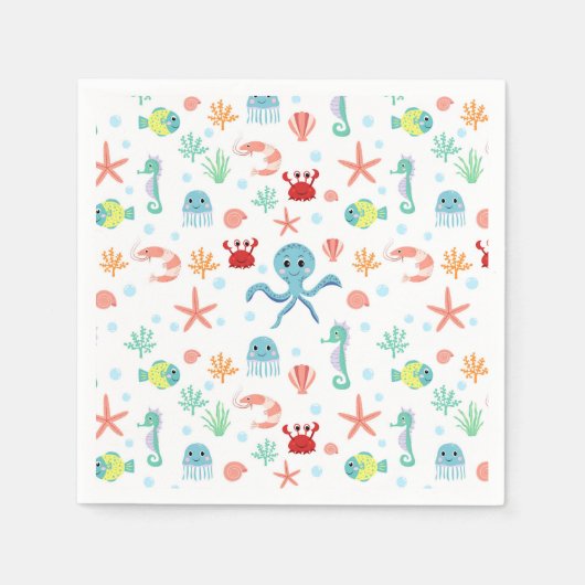 Serviette En Papier Motif du monde marin (Devant)