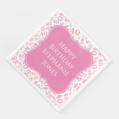 Serviette En Papier motif du numéro de support rose/blanc 40e annivers (Coin)