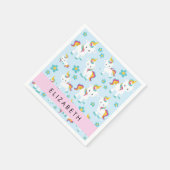 Serviette En Papier Motif D'Unicornes, De Bonnes Unicornes, Votre Nom (Coin)
