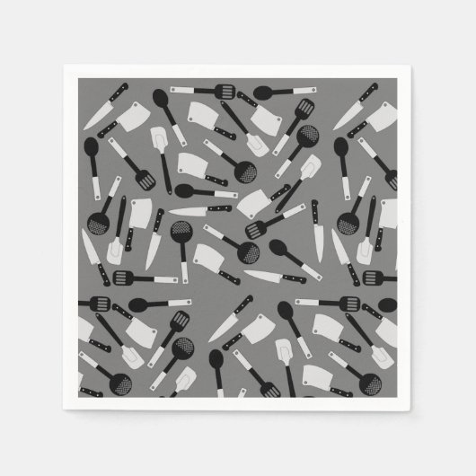 Serviette En Papier Motif d'ustensiles de cuisine (Devant)