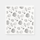 Serviette En Papier Motif élégant Black White Seashells (Devant)
