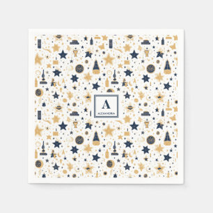 Serviette En Papier Motif Elegant Blue & Gold (5)