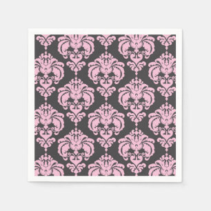 Serviette En Papier Motif élégant de damas gris rose clair chic pour f