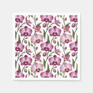 Serviette En Papier Motif élégant et continu d'orchidée violette et ro
