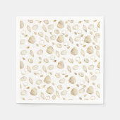 Serviette En Papier Motif élégant Gold White Seashells (Devant)