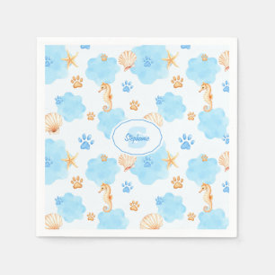 Serviette En Papier Motif Empreinte de patte d'inspiration océanique a