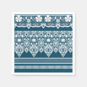Serviette En Papier Motif en dentelle bleue. (Devant)