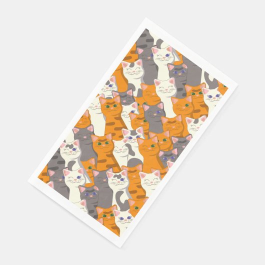 Serviette En Papier Motif en diagonale du chat noir blanc gingembre (Coin)