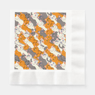 Serviette En Papier Motif en diagonale du chat noir blanc gingembre