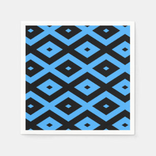 Serviette En Papier Motif en diamant bleu ciel et noir