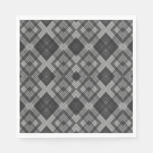Serviette En Papier Motif en diamant géométrique noir et blanc (Devant)