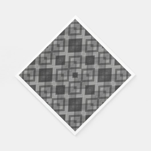 Serviette En Papier Motif en diamant géométrique noir et blanc (Coin)