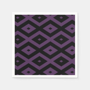 Serviette En Papier Motif en diamant noir et violet foncé
