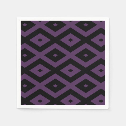 Serviette En Papier Motif en diamant noir et violet foncé (Devant)