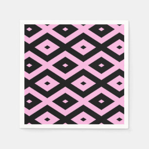 Serviette En Papier Motif en diamant rose pâle et noir