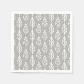 Serviette En Papier Motif en feuille de hêtre - gris argenté / gris et (Devant)