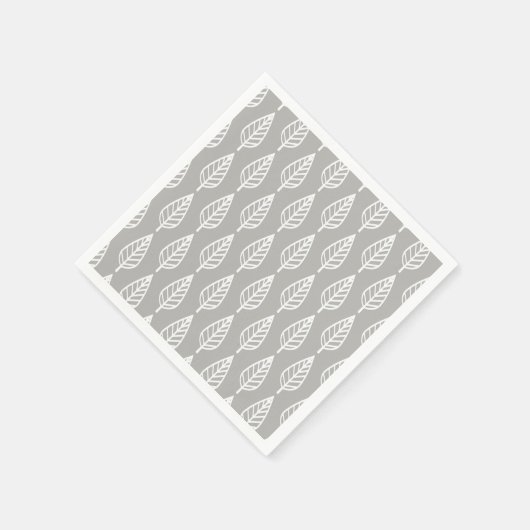 Serviette En Papier Motif en feuille de hêtre - gris argenté / gris et (Coin)