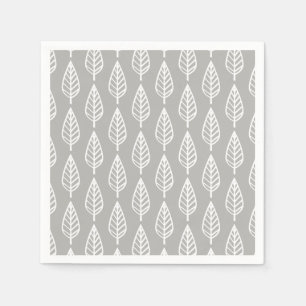 Serviette En Papier motif en feuilles de hêtre - gris argenté / gris