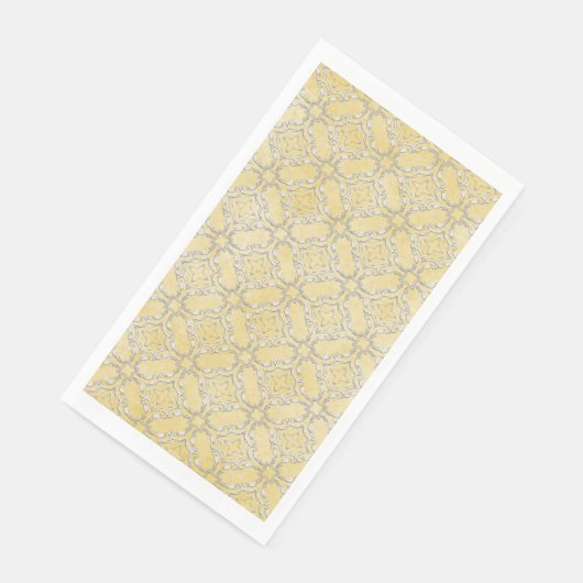 Serviette En Papier Motif en fibre métallique gris argenté et jaune (Coin)