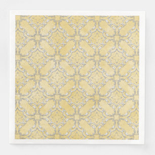 Serviette En Papier Motif en fibre métallique gris argenté et jaune