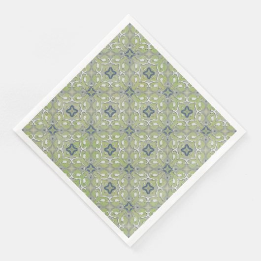 Serviette En Papier Motif en fibre métallique gris argenté vert (Coin)