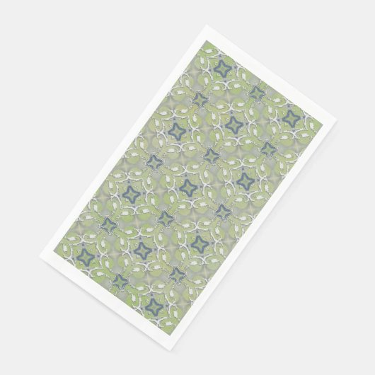 Serviette En Papier Motif en fibre métallique gris argenté vert (Coin)