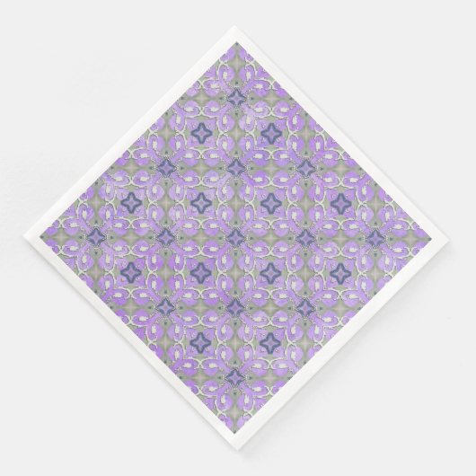 Serviette En Papier Motif en fibre métallique gris argenté violet bleu (Coin)