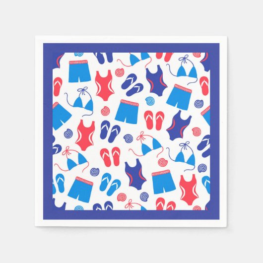 Serviette En Papier Motif en maillot de bain blanc rouge (Devant)