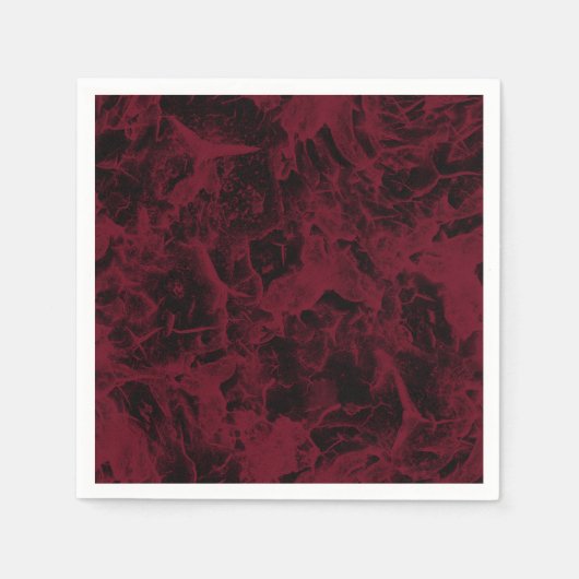 Serviette En Papier Motif en marbre noir et rouge. (Devant)