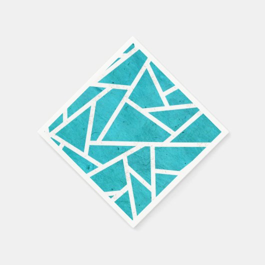 Serviette En Papier Motif en mosaïque bleu-vert et blanc (Coin)