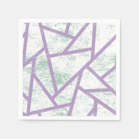 Serviette En Papier Motif en mosaïque vert clair et lavande (Devant)