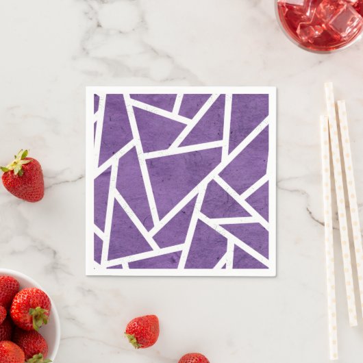 Serviette En Papier Motif en mosaïque violette et blanche (En situation)