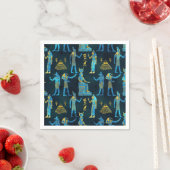 Serviette En Papier Motif en or égyptien et en verre bleu (En situation)