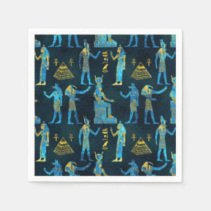 Serviette En Papier Motif en or égyptien et en verre bleu