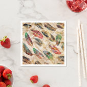 Serviette En Papier Motif en plumes de Boho (En situation)