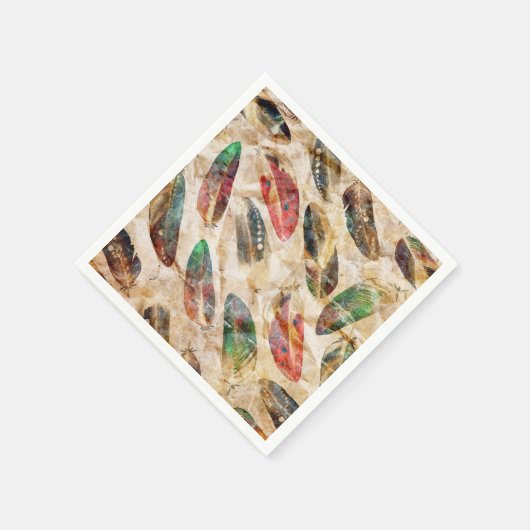 Serviette En Papier Motif en plumes de Boho (Coin)