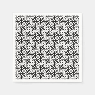 Serviette En Papier Motif en tuiles égyptiennes, noir et blanc