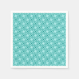Serviette En Papier Motif en tuiles égyptiennes, turquoise et aqua