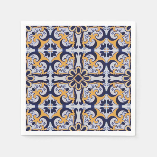 Serviette En Papier Motif en tuiles portugaises (Devant)