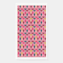 Motif en verre de vin rose, bleu et rouge rétro