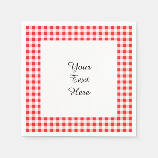 Serviette En Papier Motif En vichy blanc rouge (Devant)