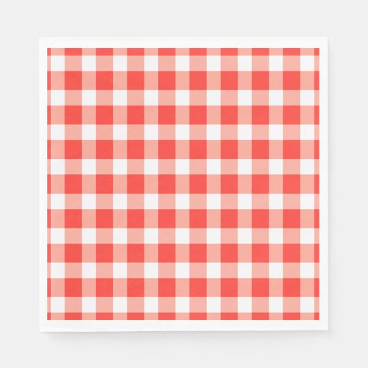 Serviette En Papier Motif En vichy blanc rouge (Devant)