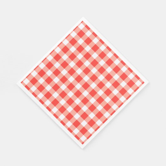 Serviette En Papier Motif En vichy blanc rouge (Coin)