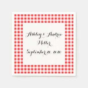 Serviette En Papier Motif En vichy blanc rouge