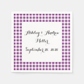 Serviette En Papier Motif En vichy blanc violet (Devant)