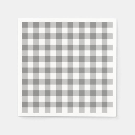 Serviette En Papier Motif En vichy chèque gris et blanc (Devant)