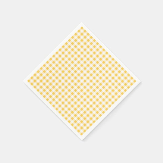 Serviette En Papier Motif En vichy jaune blanc, ton monogramme (Coin)