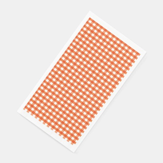 Serviette En Papier Motif En vichy orange et blanc (Coin)