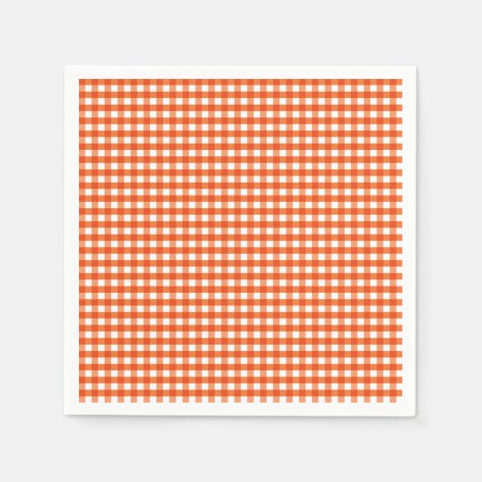 Serviette En Papier Motif En vichy orange et blanc (Devant)